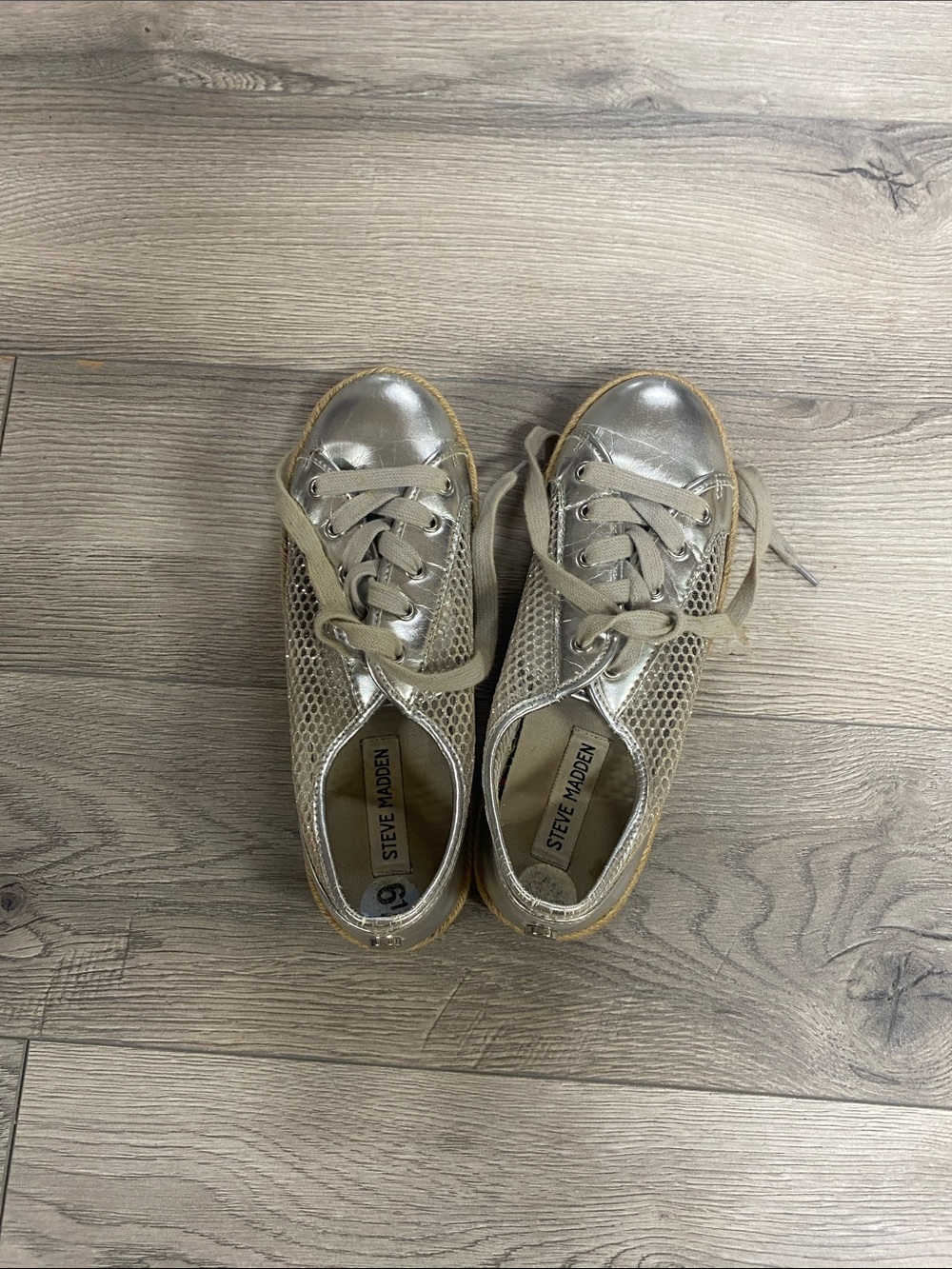 Steve Madden Metallic Gold Mesh Lace-Up Sneakers